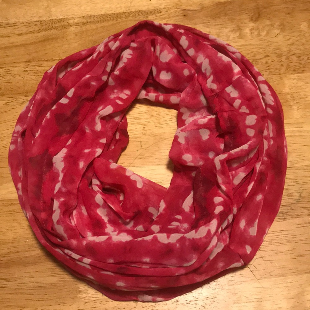 Pink and white shear infinity scarf